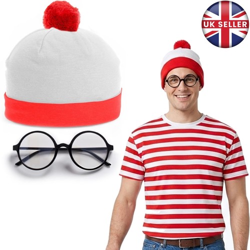 Striped bobble hat glasses - hat,