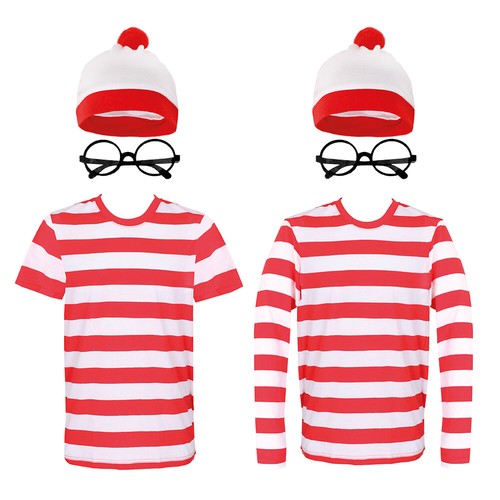 Red white striped top adults - &,